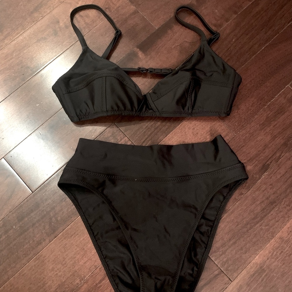 Galamar Retro Black High Waist Bikini Set. Top: L, Bottom M.